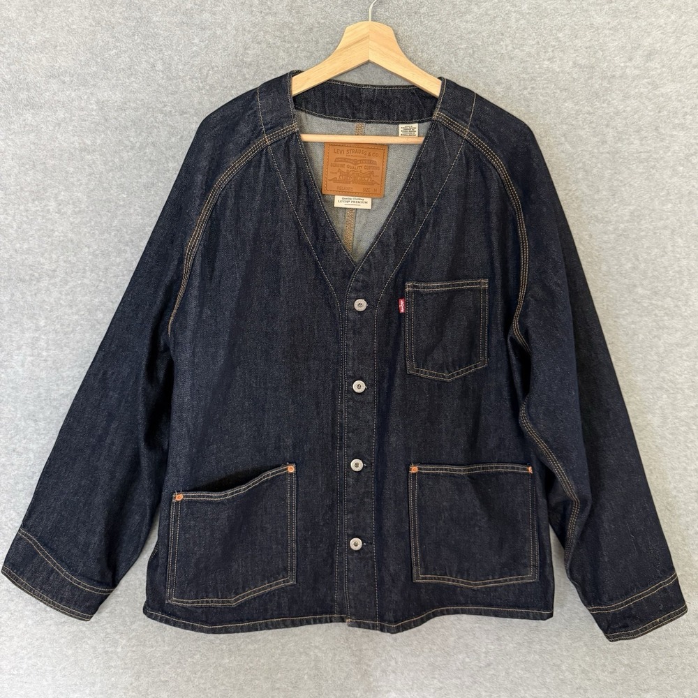 Levi's Premium Capital E Men's Union Engineer Denim Dark Wash Cardigan Medium